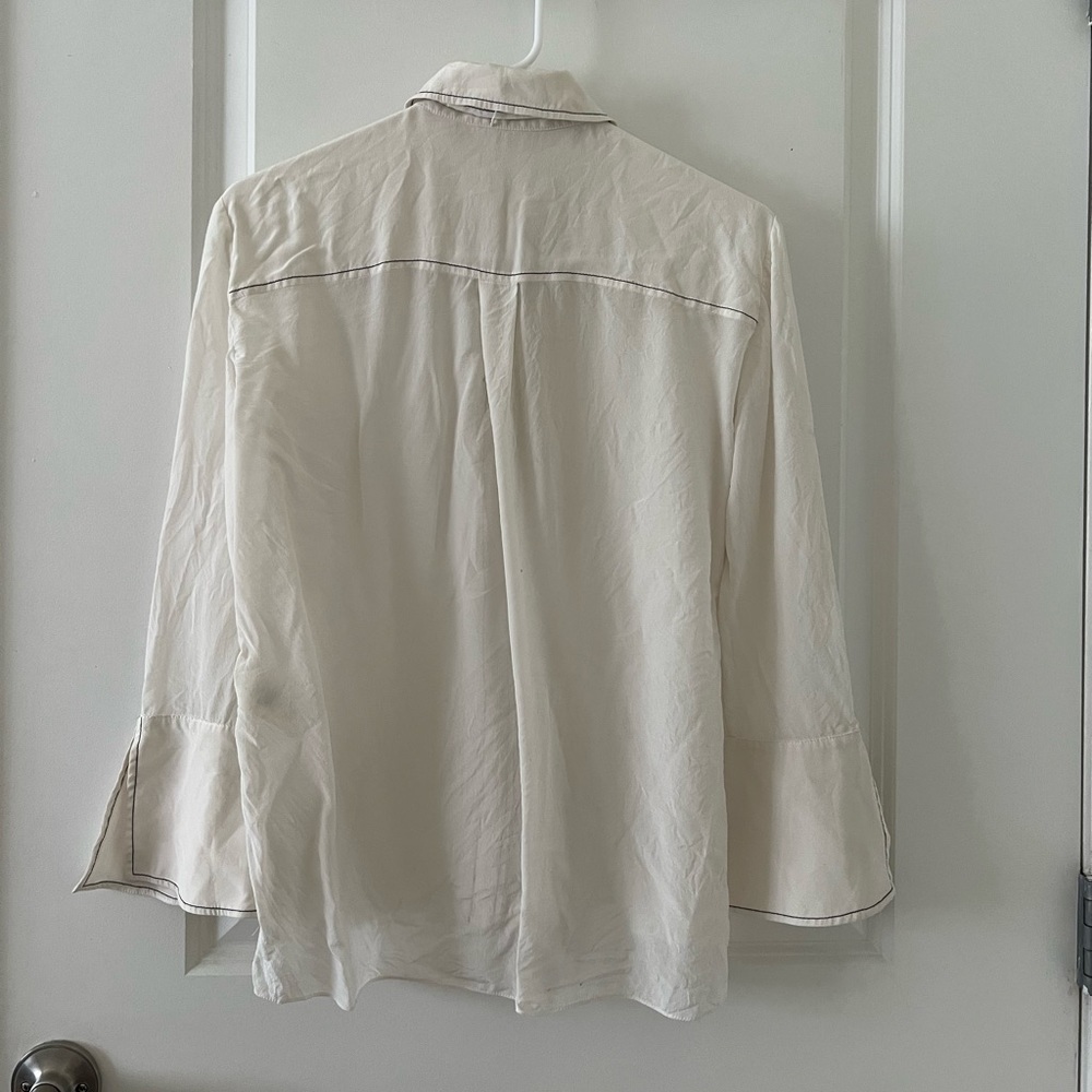 Alice+Olivia Tie Neck Long Sleeve Silk Top - Picture 2 of 5
